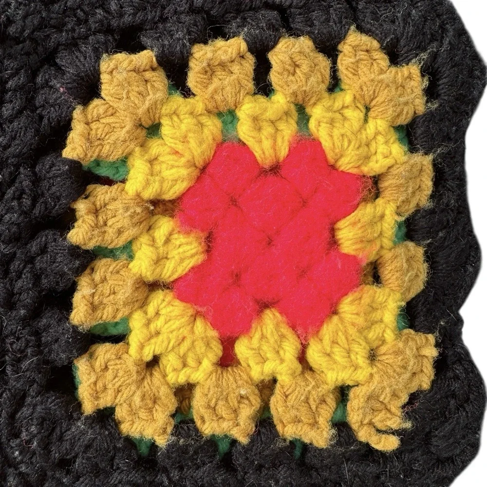 Handmade Crochet Granny Square Throw Afghan 35.5‎ X 77 inch Multi-Color Blanket
